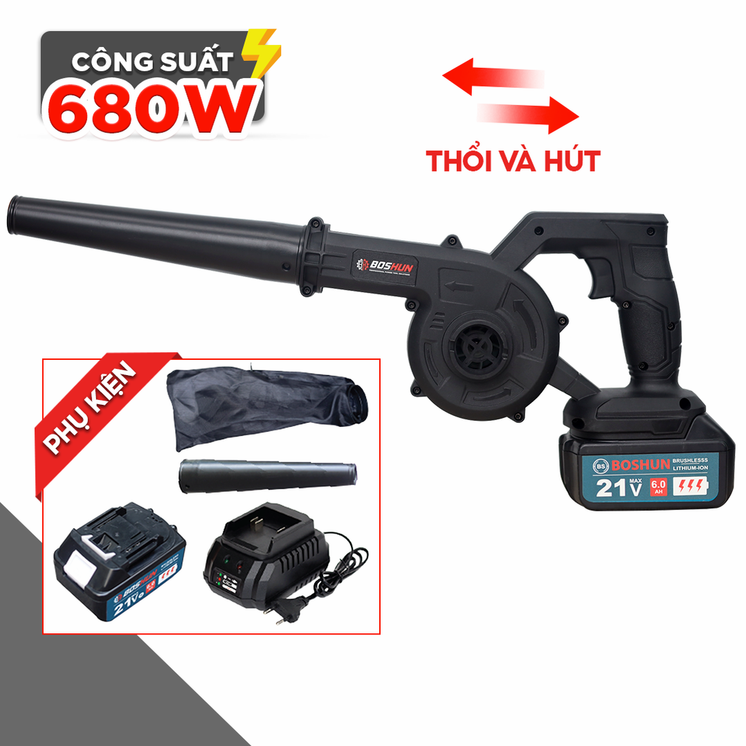 Máy thổi bụi, hút bụi boshun RB680W chân pin phổ thông, tốc độ gió cực mạnh